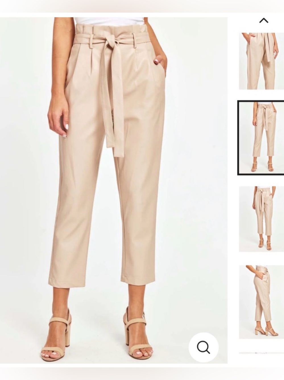 Dolce Cabo Faux Leather Blush High-Waist Tie-Belt Pants Size Medium NWT